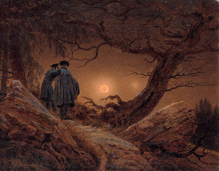 Caspar David Friedrich Two men contemplating the Moon Spain oil painting art